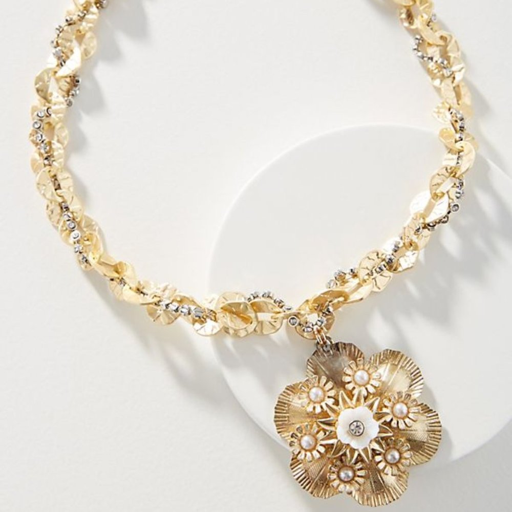 Anthropologie Metal Flower Pendant